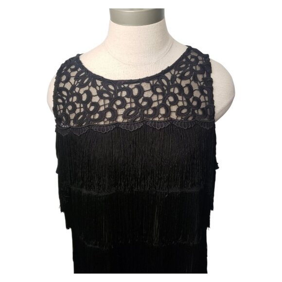 CT2206 White House Black Market Lace Flapper Fringe Dress 2x - Picture 3 of 8